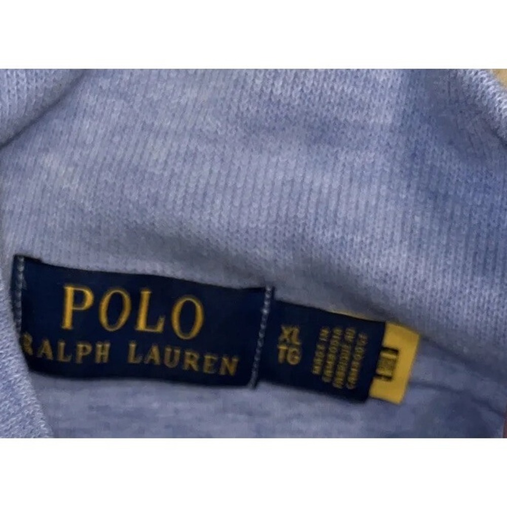 POLO Ralph-Lauren 1/4-Zip Blue Pullover MENS Sz XL X-Large Sweater - Picture 4 of 5
